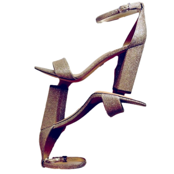 NWOT Sam Edelman Glittering Silver Ankle Strap Heels - Picture 2 of 5